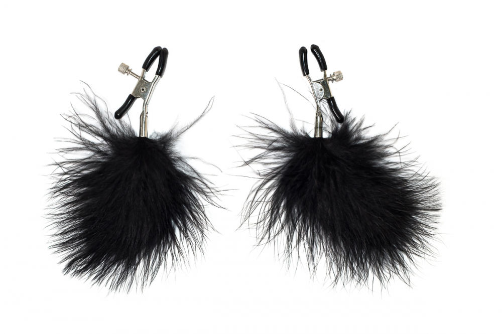 Зажимы на соски с опушкой черные