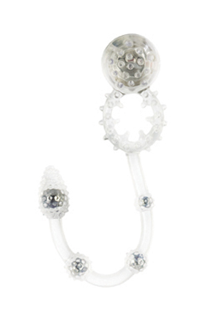 Эрекционное кольцо One Touch Plus Couple's Enhancer с анальной цепочкой прозрачное