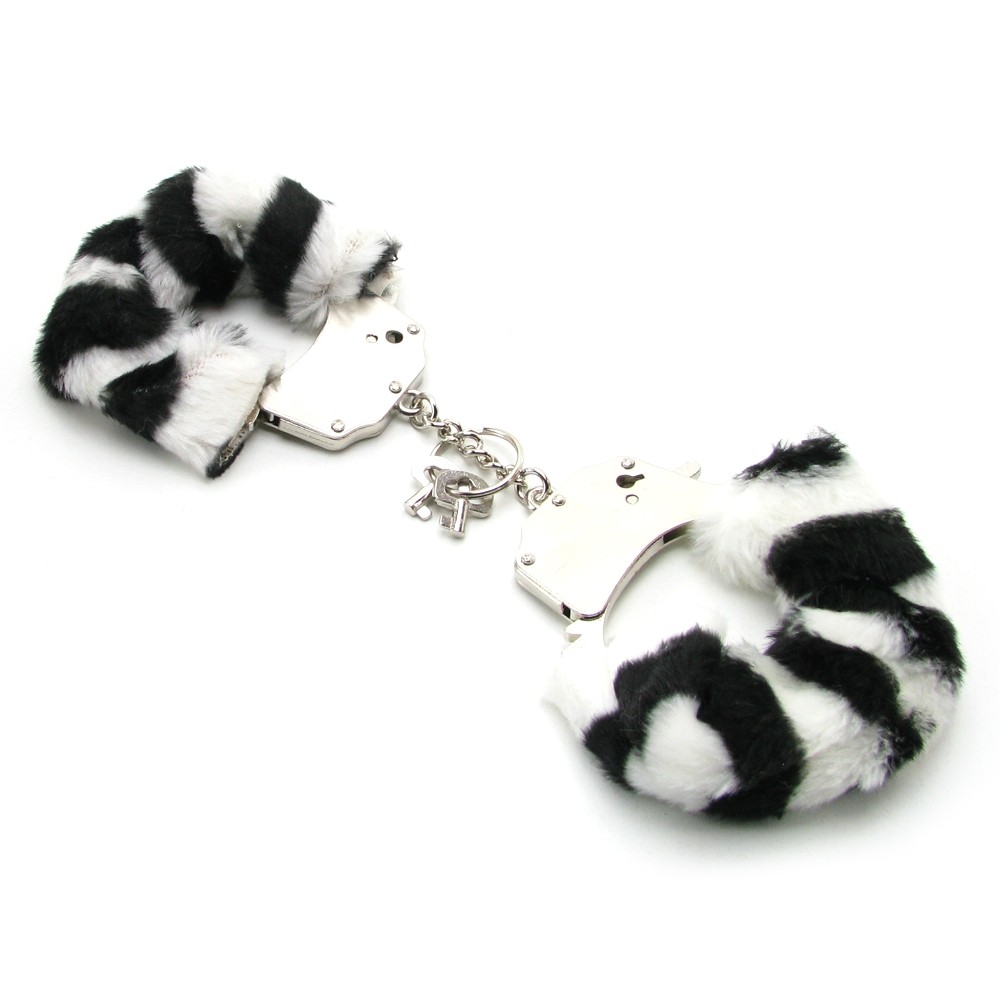 Наручники металлические "Furry Love Cuffs" с мехом Зебра