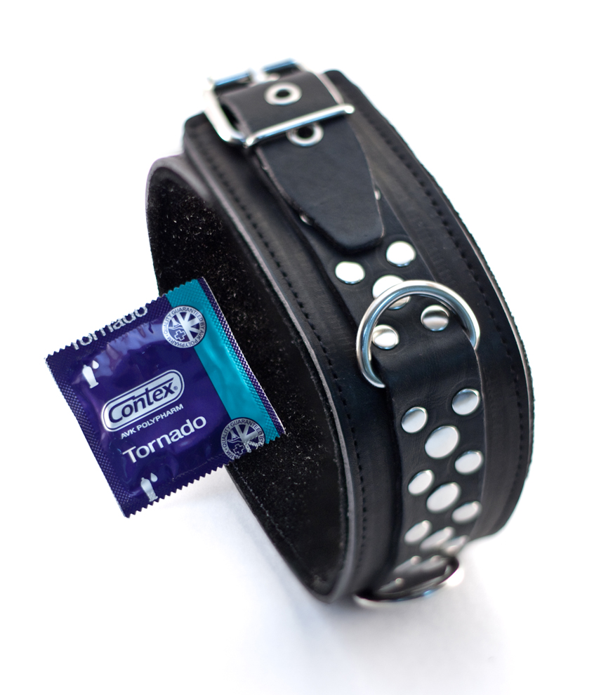 Классический ошейник с тремя кольцами черного цвета