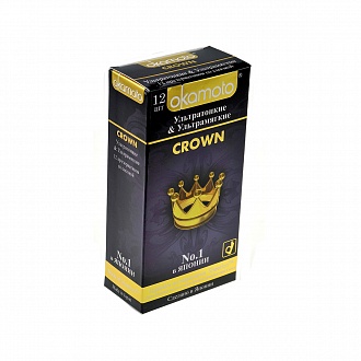 Презервативы "OKAMOTO Crown №12" ультратонкие и ультрамягкие - 12шт.