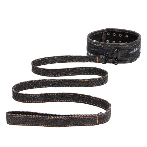 Джинсовый ошейник с поводком 