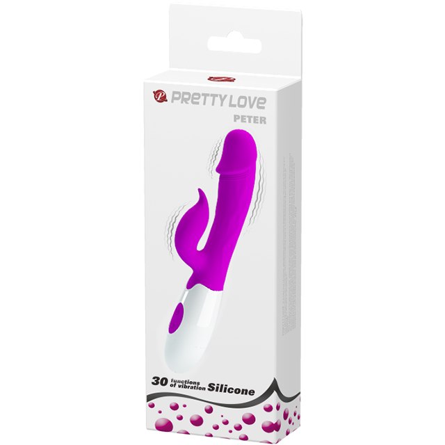 Вибратор со стимулятором клитора силикон Peter