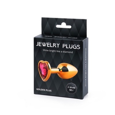 Втулка анальная металл сердце золото/розовый 2,8 см