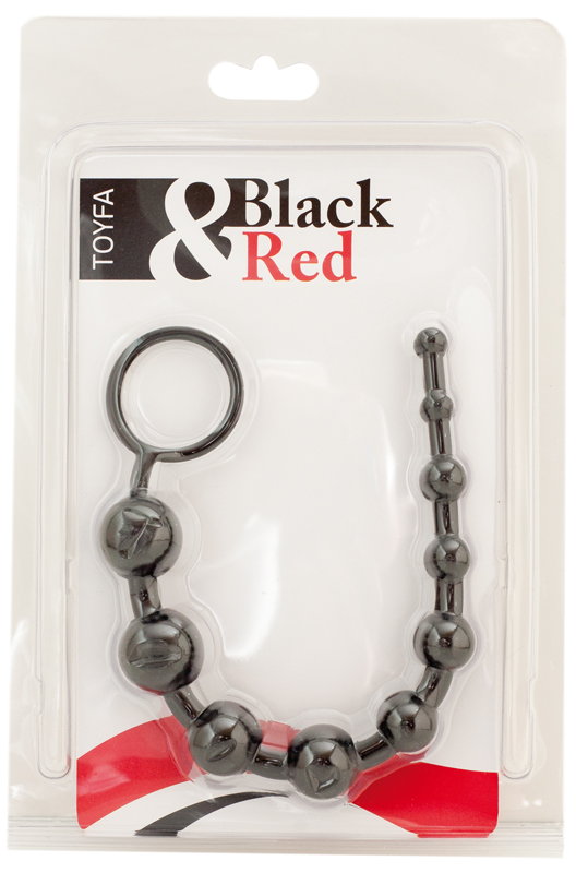 Шарики анальные цепочка 25 см черные ToyFa Black&Red