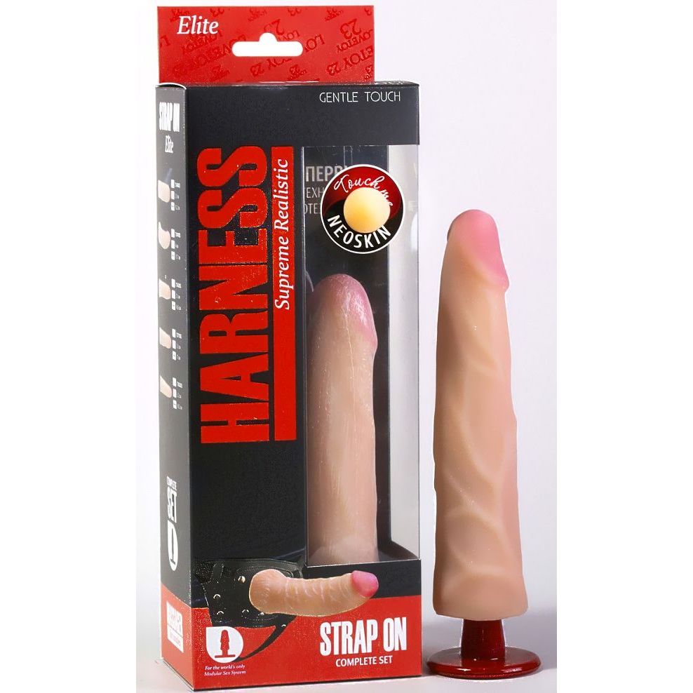 Страпон из киберкожи с поясом Harness L 18 см D 3 см