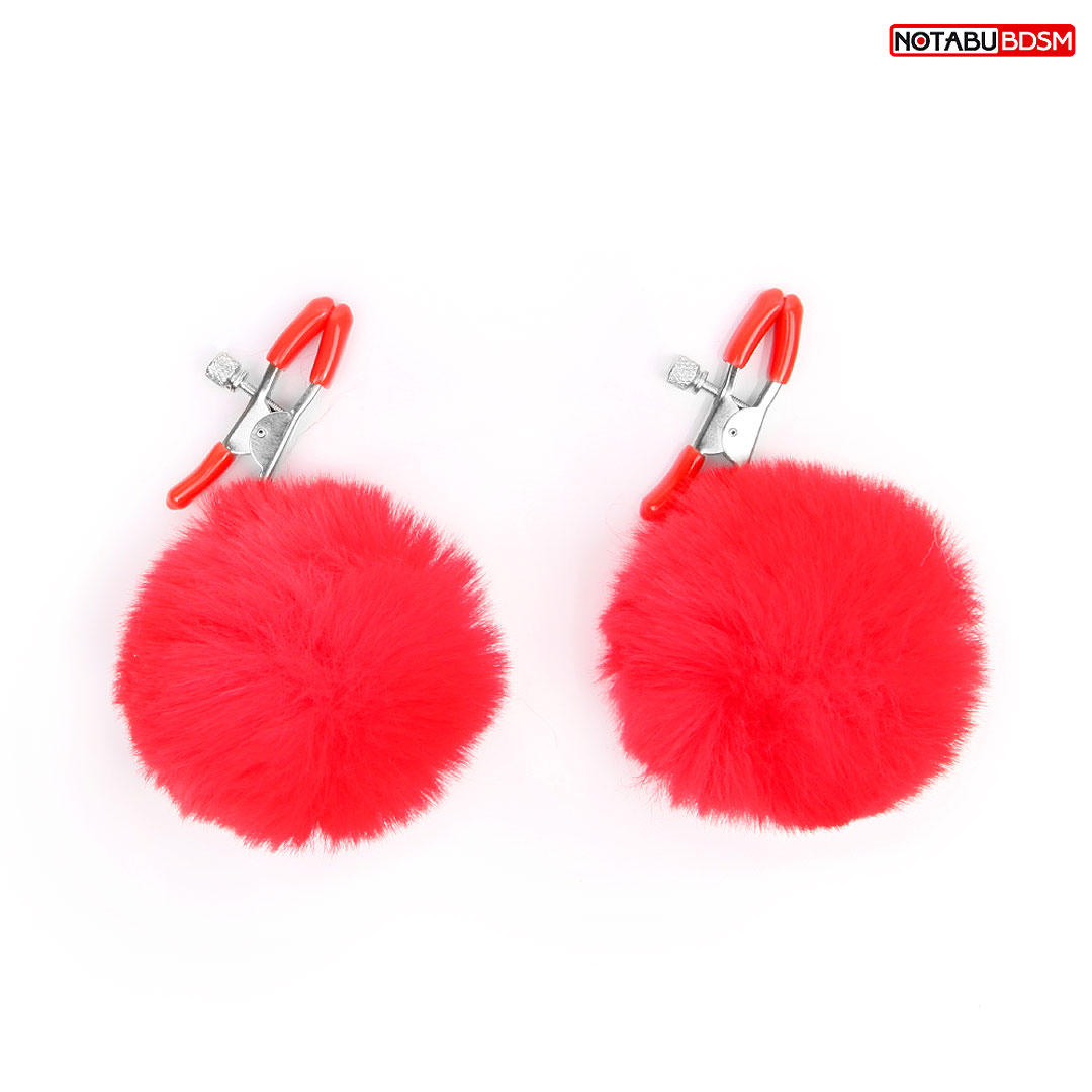 Зажимы на соски с пушком красные