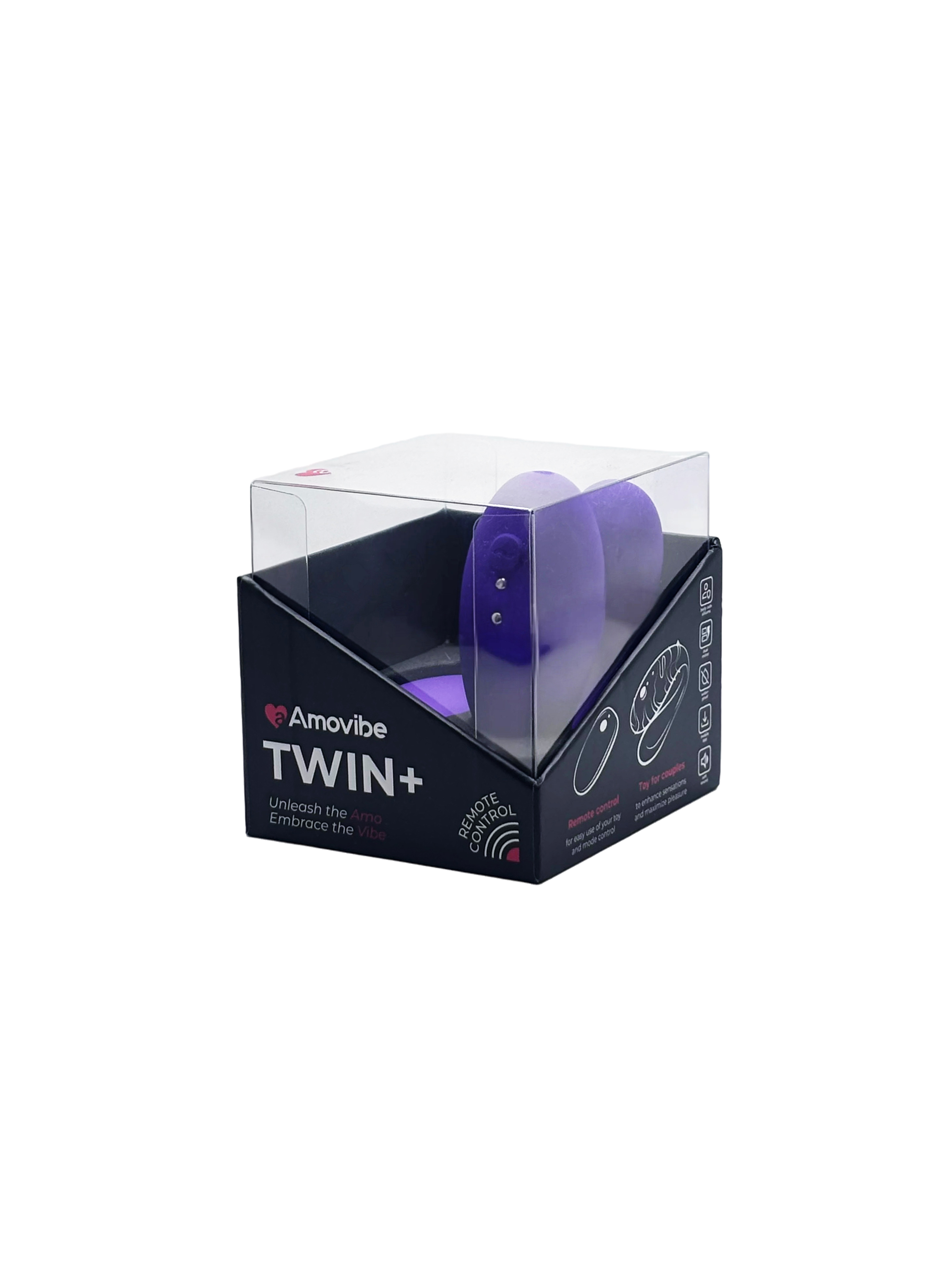 Вибромассажер для пар TWIN+ Purple с пультом, приложением