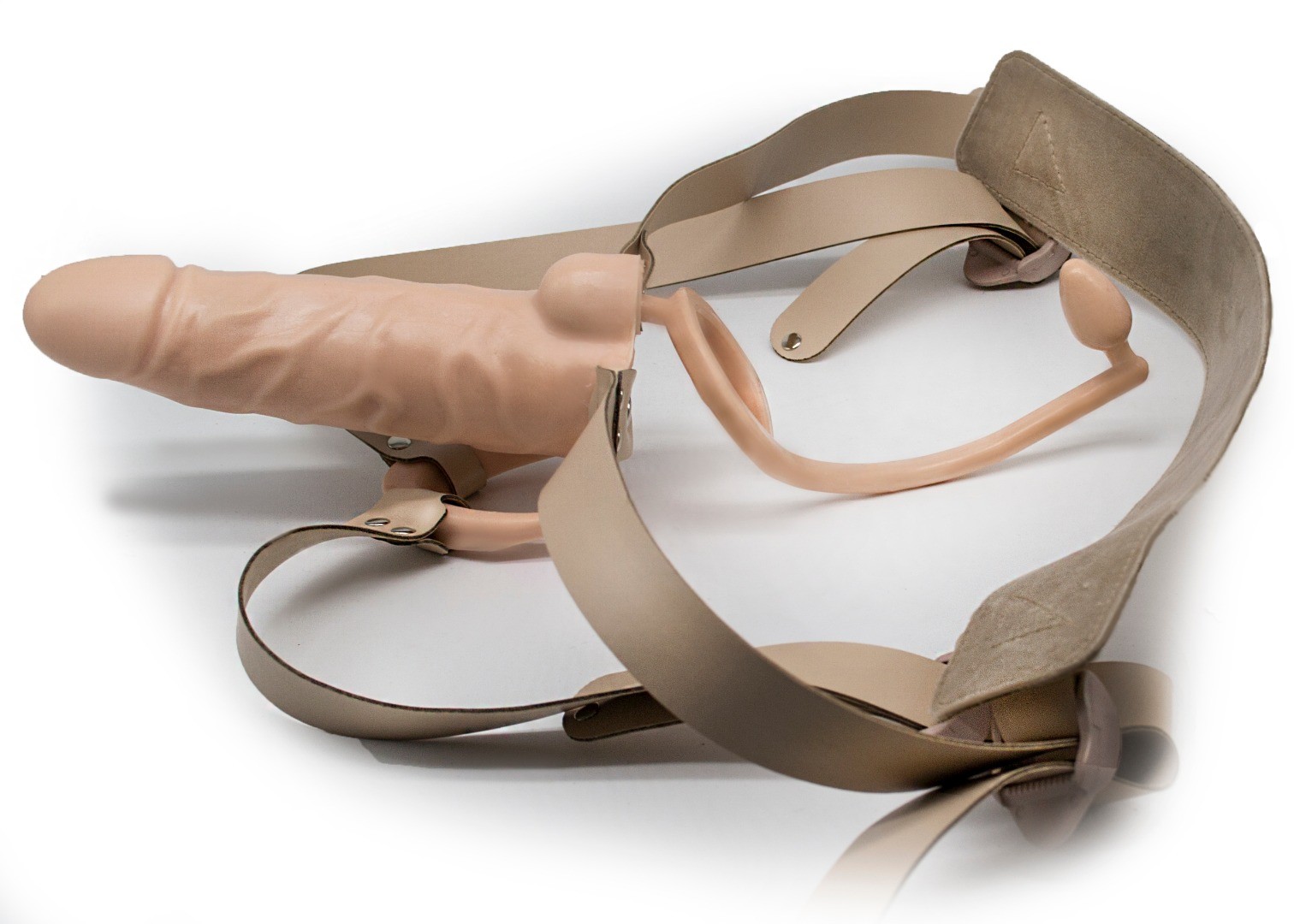 Фаллопротез полый D 3,5/4,5 см, L 17,5/14,5 см + анальный фиксатор