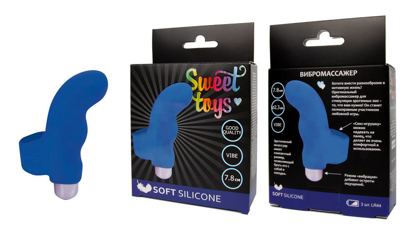 Насадка на палец со съемной вибропулей от компании Sweet Toys, цвет синий