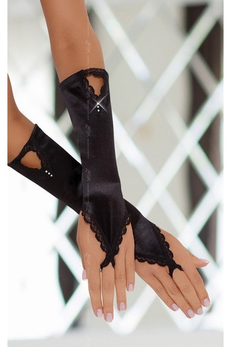 Перчатки атласные черные-S/L Перчатки атласные черные-S/L