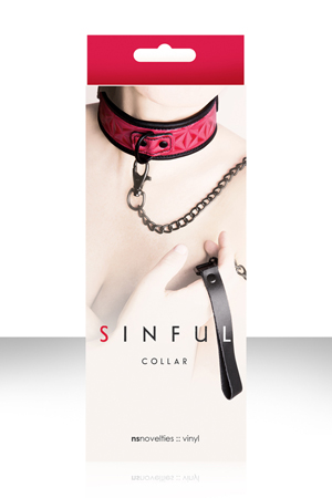 Ошейник SINFUL COLLAR с цепью-поводком розовый Ошейник SINFUL COLLAR с цепью-поводком розовый