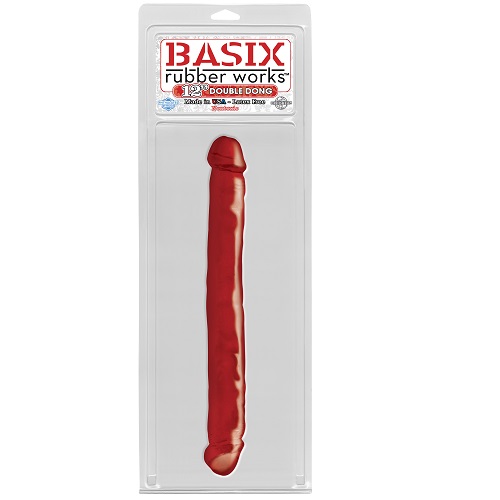 Фаллоимитатор двусторонний красный, L=33,см, d=3,8см