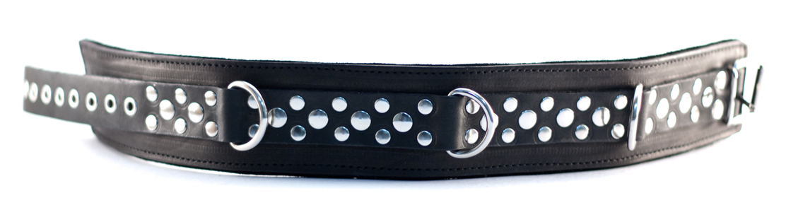 Классический ошейник с тремя кольцами черного цвета