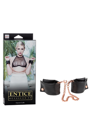 Наручники мягкие Entice French Cuffs с цепью черные Наручники мягкие Entice French Cuffs с цепью черные
