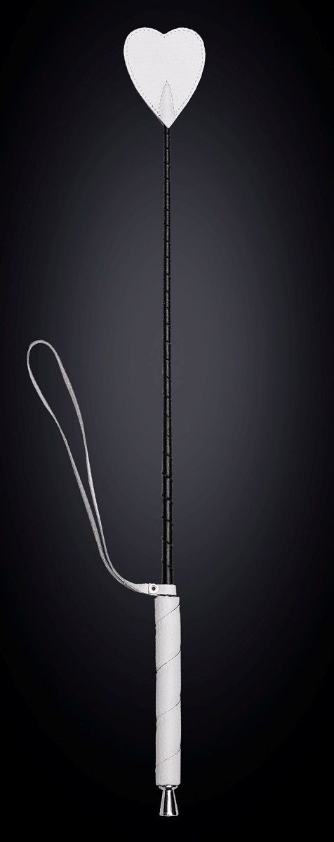 Белый стек из кожи с наконечником-сердечком - 70 см. Белый стек из кожи с наконечником-сердечком - 70 см.