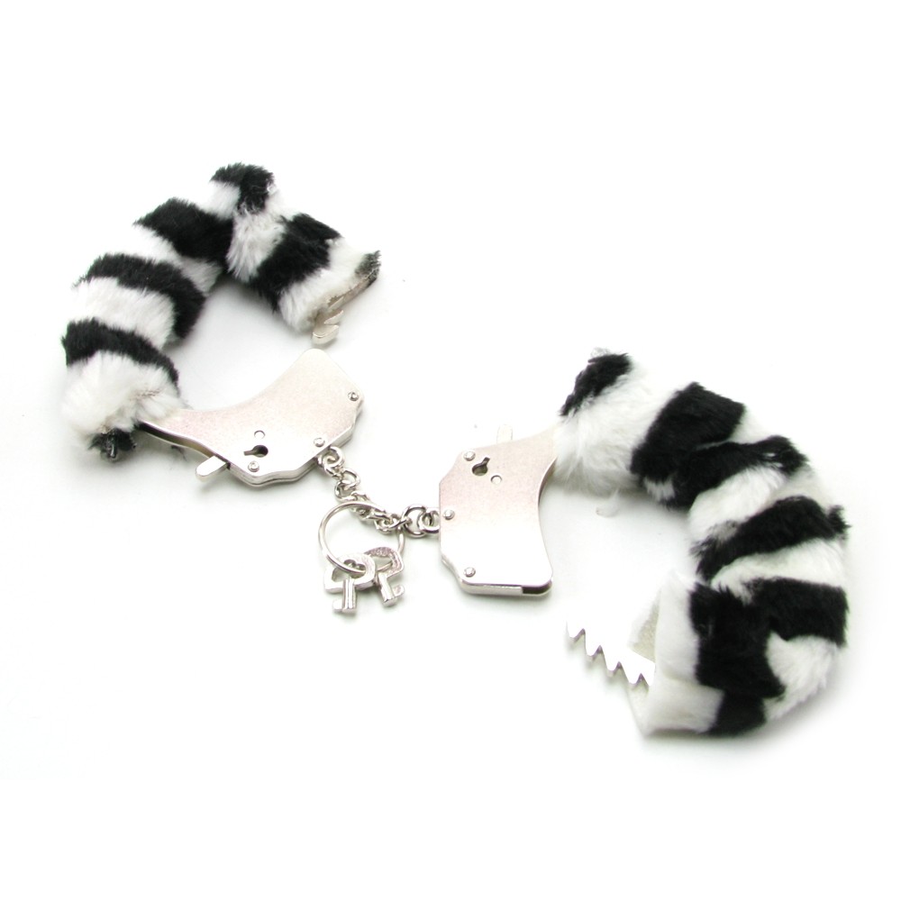 Наручники металлические "Furry Love Cuffs" с мехом Зебра