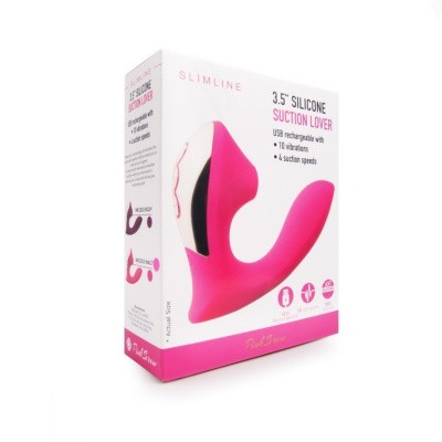 Вибромассажер + вакуум розовый 