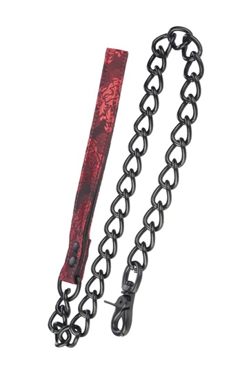 Поводок с цепью Scandal Leash атласный черно-красный