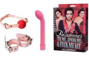 Набор для секса "Belladonna": вибромассажер точки G, кляп и наручники Набор для секса "Belladonna": вибромассажер точки G, кляп и наручники