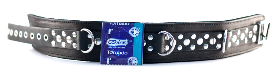 Классический ошейник с тремя кольцами черного цвета