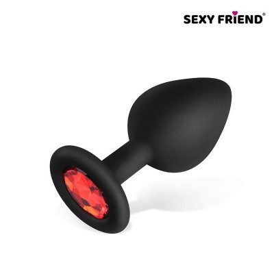 Втулка анальная силикон черный/красный 3,5 см