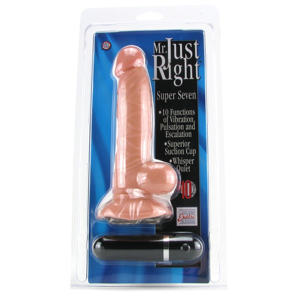 Фаллоимитатор Mr. JUST RIGHT Super Seven 7,5" на присоске с вибрацией и пульсацией, телесный