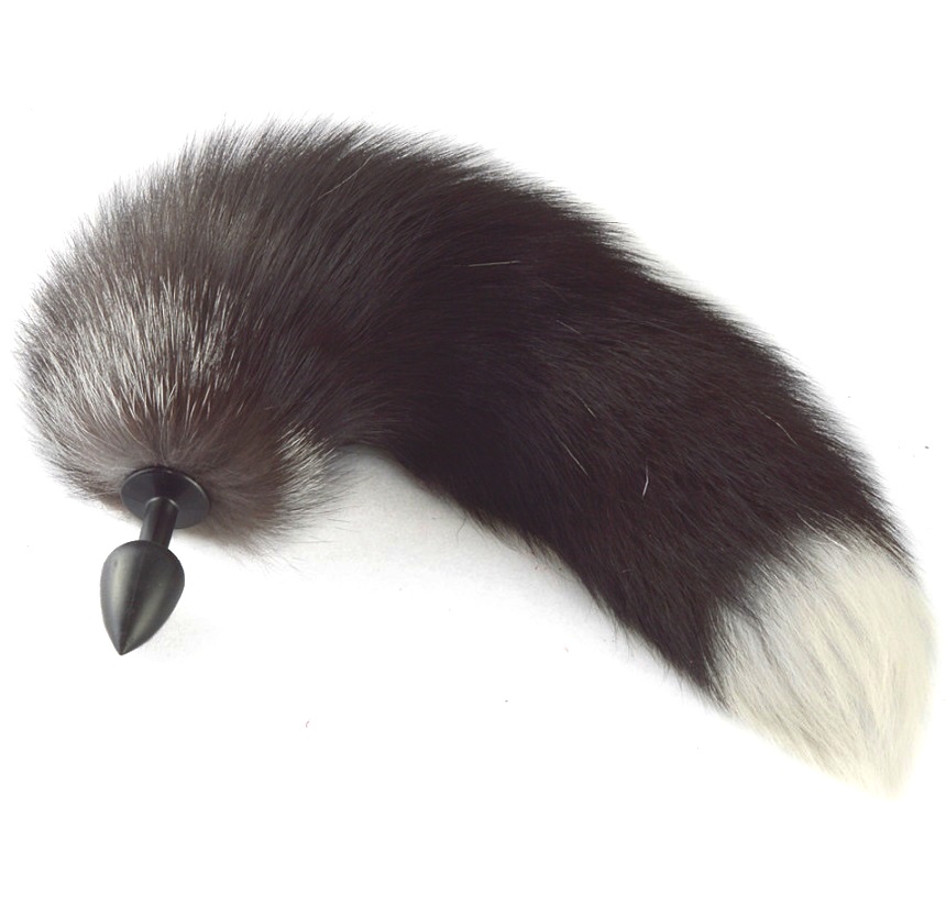Анальная втулка 2,7 см с темно серым хвостом Анальная втулка 2,7 см с темно серым хвостом