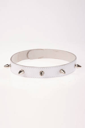Ошейник с шипами узкий белый