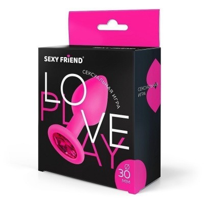 Втулка анальная силикон розовый/рубин 3 см