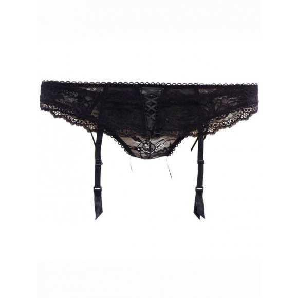 Кружевной поясок для чулок черного цвета 5