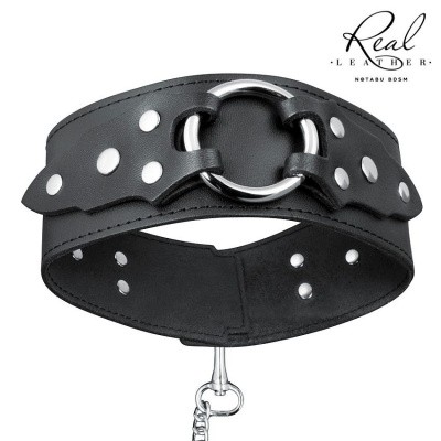 Ошейник с поводком черный