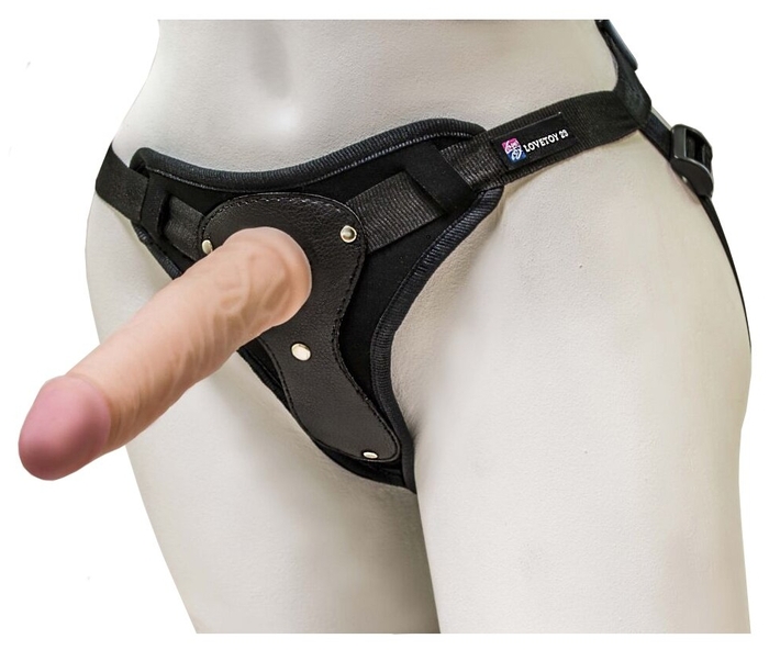 Страпон Harness LESBI 16,5 см с вагинальной пробкой 10 см