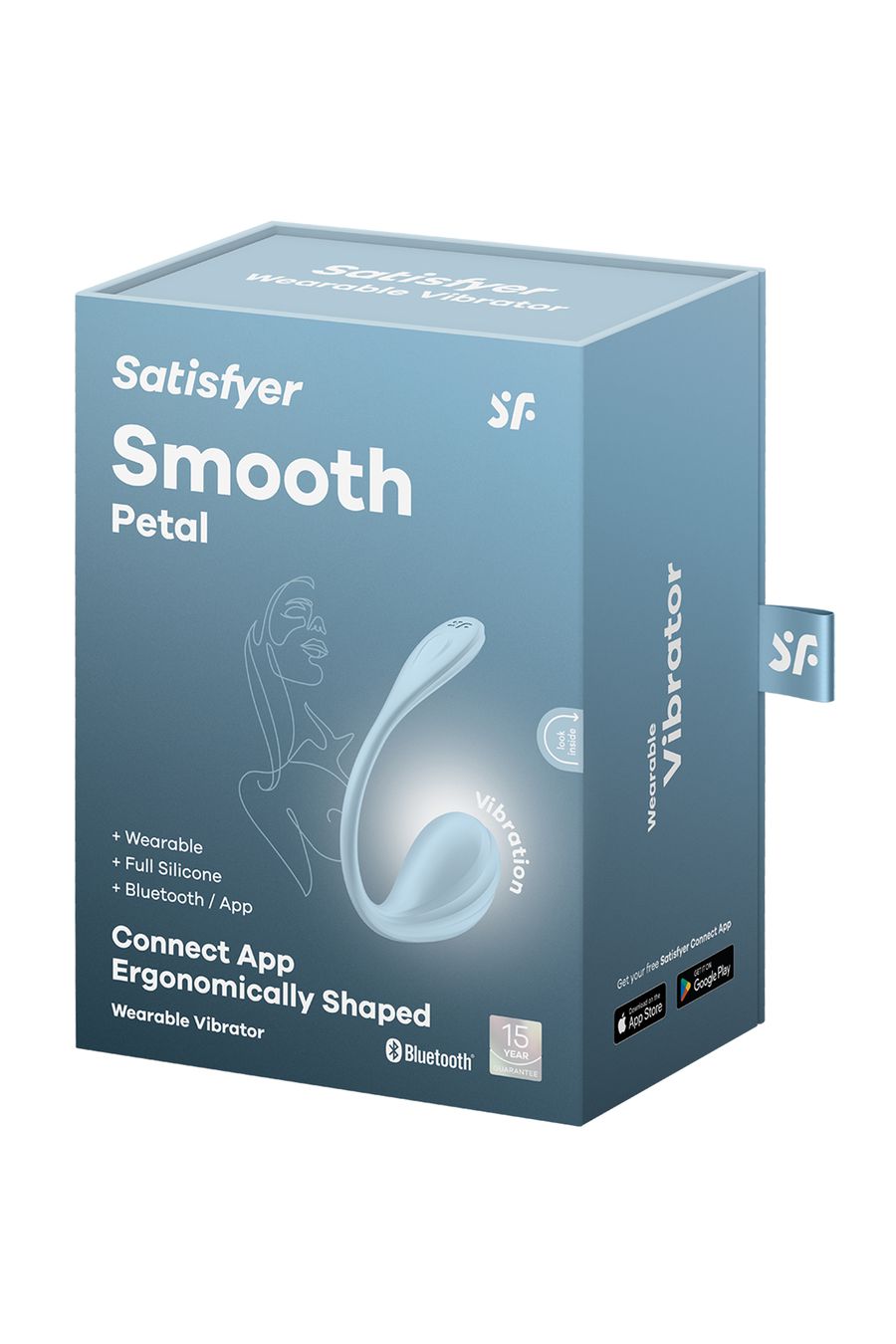 Виброяйцо Satisfyer Smooth Petal Connect App, голубое