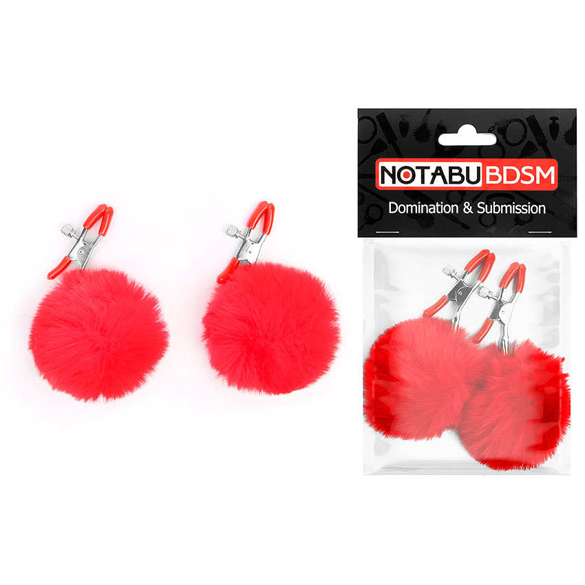Зажимы на соски с пушком красные