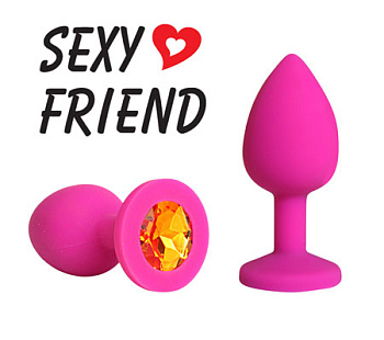 Анальная втулка силикон фуксия/оранжевый 3 см