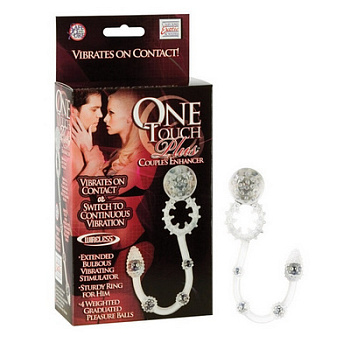 Эрекционное кольцо One Touch Plus Couple's Enhancer с анальной цепочкой прозрачное