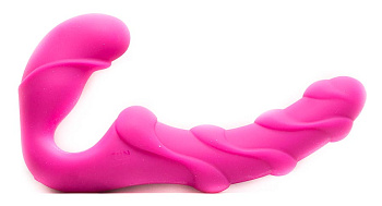 Безремневой страпон малинового цвета "Share" XL