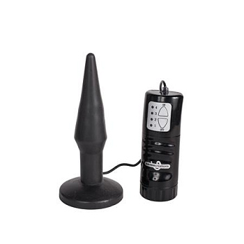 Анальная пробка малая  с вибрацией чёрная