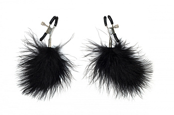 Зажимы на соски с опушкой черные