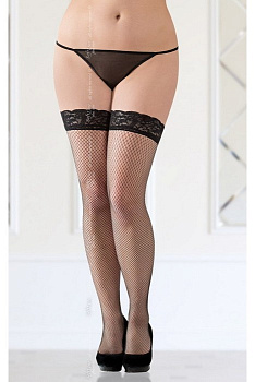 Чулки-сетка (c силик. полосками) черные-XXL