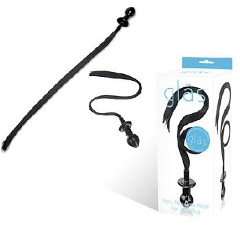 Анальная втулка "Pony Play" из черного стекла