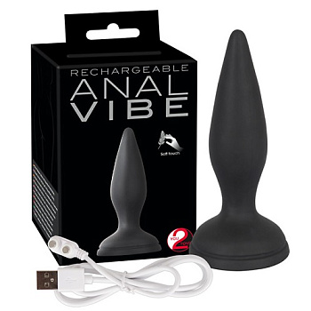 Анальная вибровтулка Vibe черная 3,5 см USB