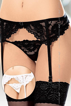 Пояс для чулок и стринги белые-M/L