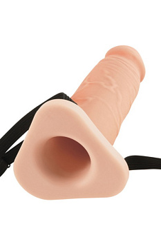 Фаллоимитатор поясной полый 20 см. Silicone Hollow Extension телесный