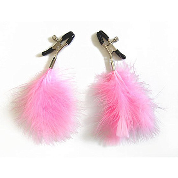 Зажимы на соски с опушкой розовые