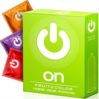 Презервативы ON № 3 Fruit & color цветные, ароматизированные 3 шт