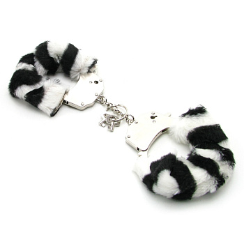 Наручники металлические "Furry Love Cuffs" с мехом Зебра