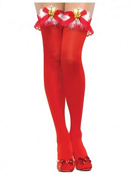 Чулки новогодние с бубенчиками красные SL
