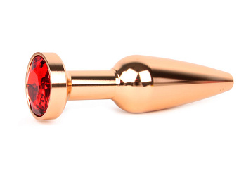 Анальная втулка с кристаллом красный медное золото 11,3 см